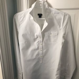 J Crew White Oxford Cotton Popover Shirt